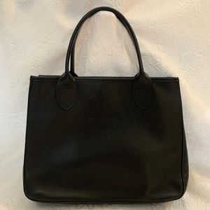 Longchamp Black Leather Tote Bag